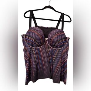 Swimsuits For All Friendship Flyaway Tankini Top Size 22 Boho Print NWOT